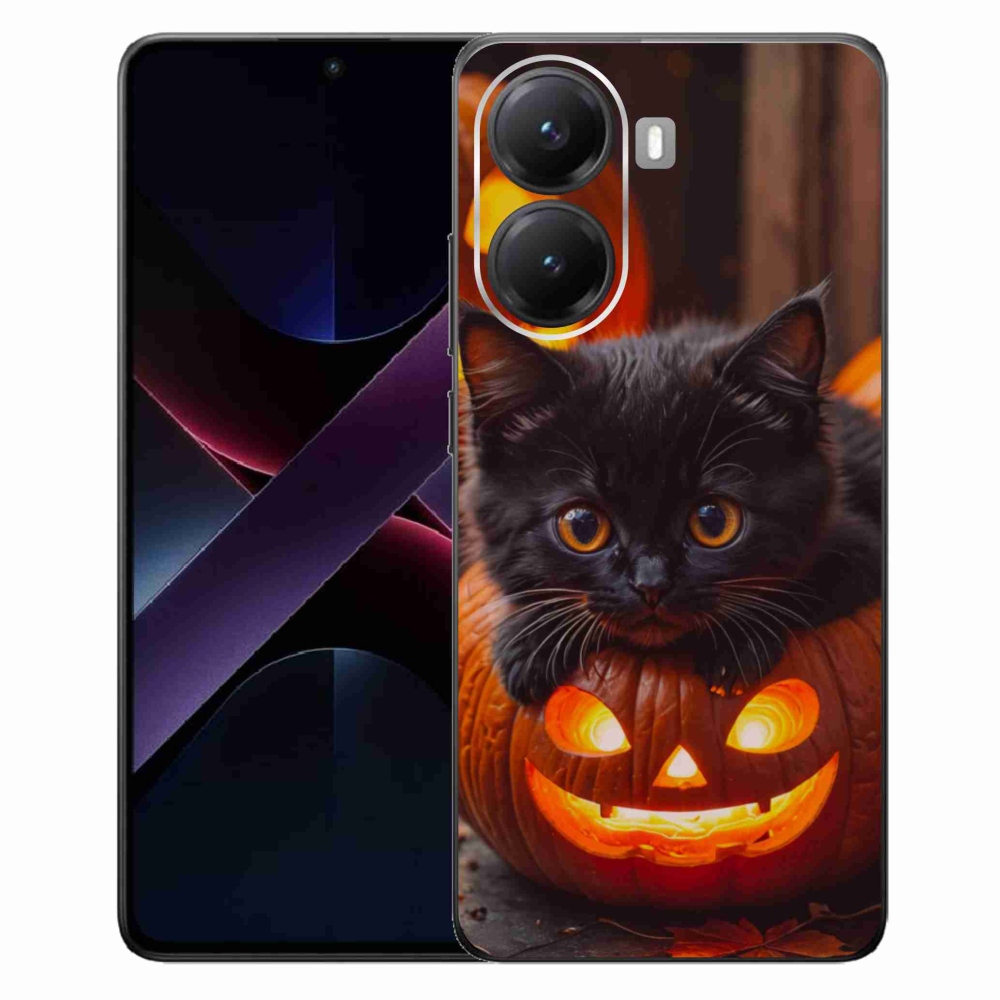 Gélový kryt mmCase na Xiaomi Poco X7 Pro 5G - mačiatko a tekvica