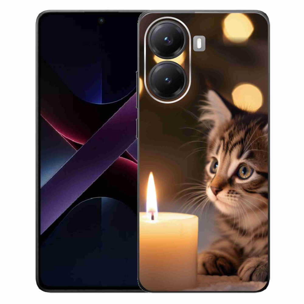 Gélový kryt mmCase na Xiaomi Poco X7 Pro 5G - mačiatko a sviečka
