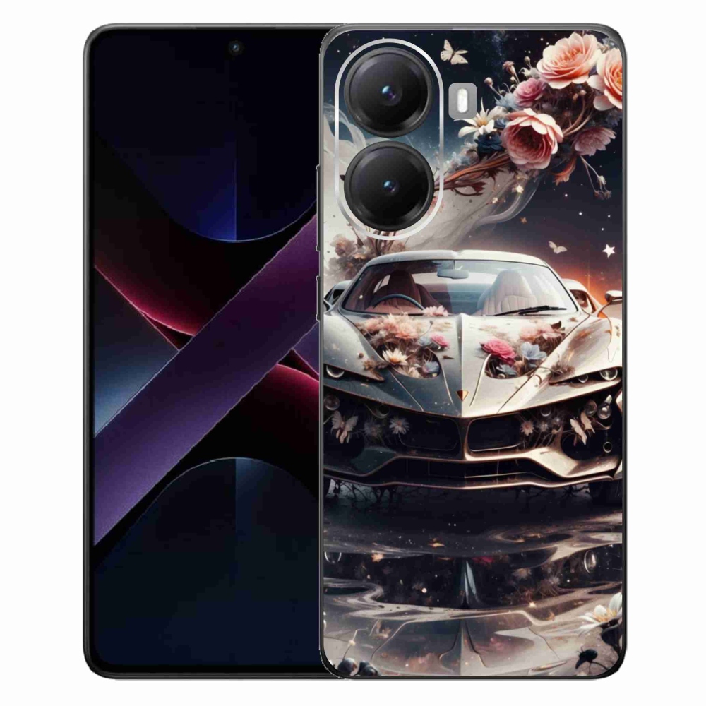 Gélový kryt mmCase na Xiaomi Poco X7 Pro 5G - kvetinový športový automobil