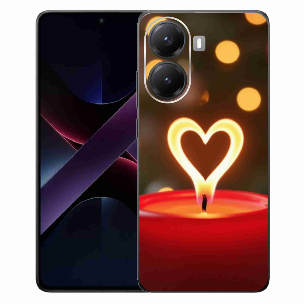 Gélový kryt mmCase na Xiaomi Poco X7 Pro 5G - srdce z plameňa