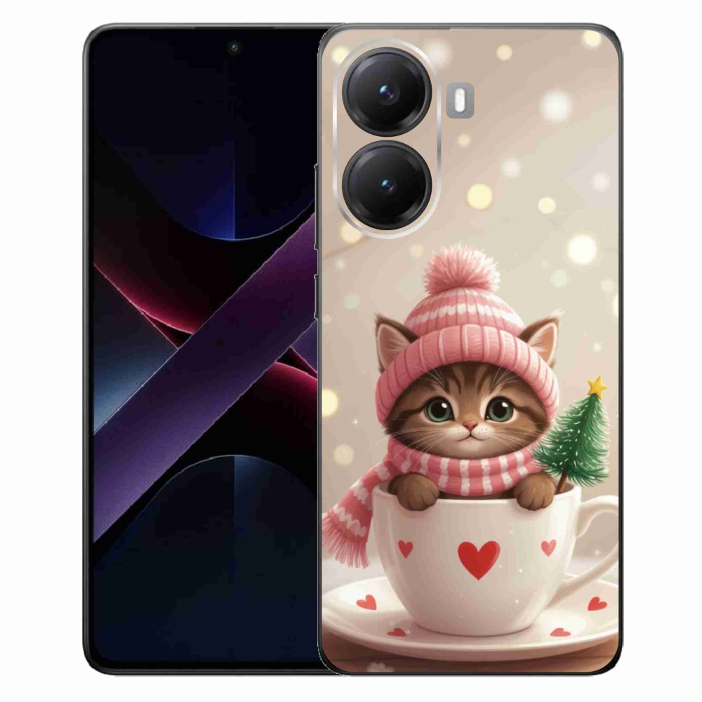 Gélový kryt mmCase na Xiaomi Poco X7 Pro 5G - vianočné mačiatko v hrnčeku
