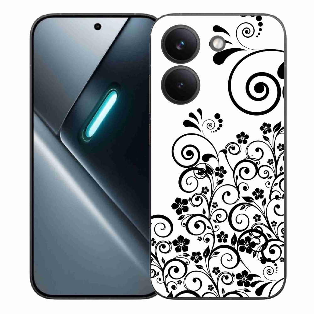 Gélový kryt mmCase na Xiaomi Poco X8 Pro - čiernobiele kvetinové vzory