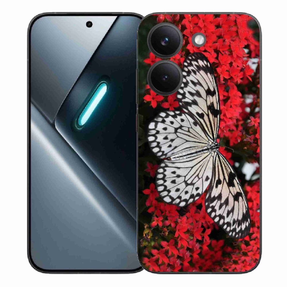 Gélový kryt mmCase na Xiaomi Poco X8 Pro - čiernobiely motýľ 1