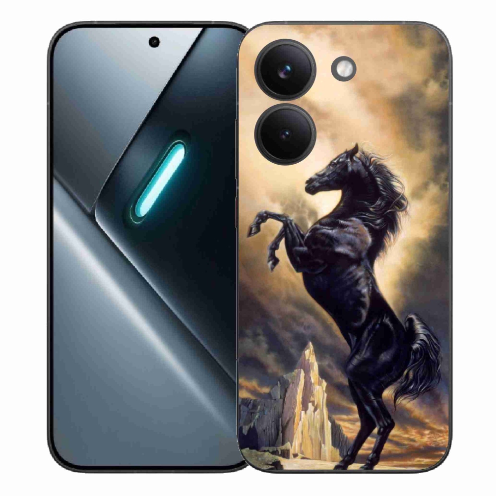 Gélový kryt mmCase na Xiaomi Poco X8 Pro - čierny kreslený kôň