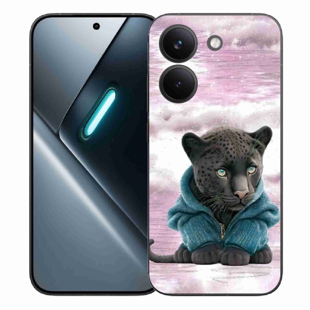 Gélový kryt mmCase na Xiaomi Poco X8 Pro - čierny panter vo svetri