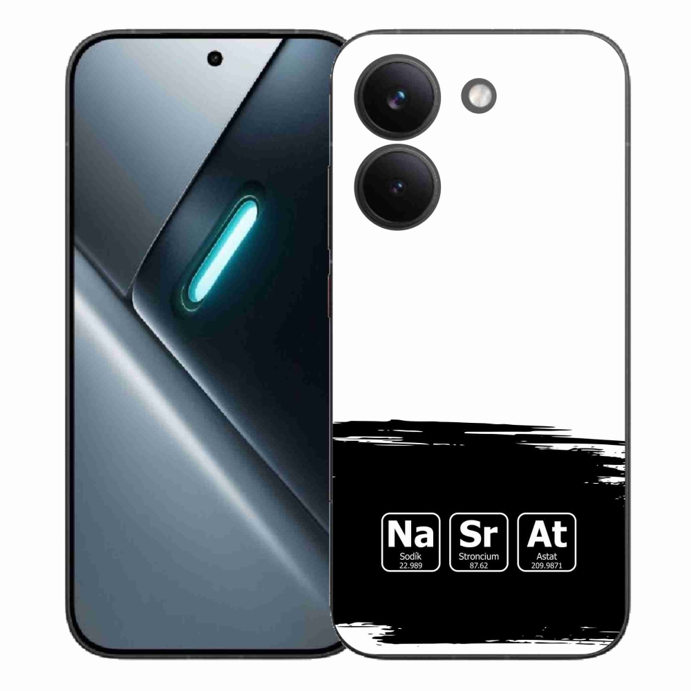 Gélový kryt mmCase na Xiaomi Poco X8 Pro - chemické prvky čiernobiele pozadie