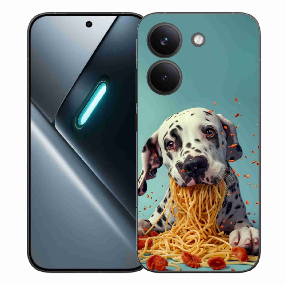 Gélový kryt mmCase na Xiaomi Poco X8 Pro - dalmatín a špagety
