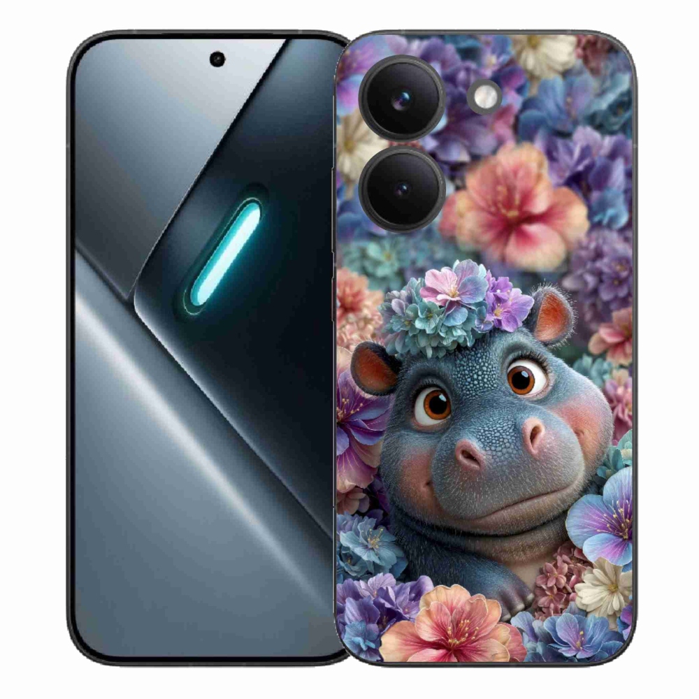 Gélový kryt mmCase na Xiaomi Poco X8 Pro - hrošík v kvetoch
