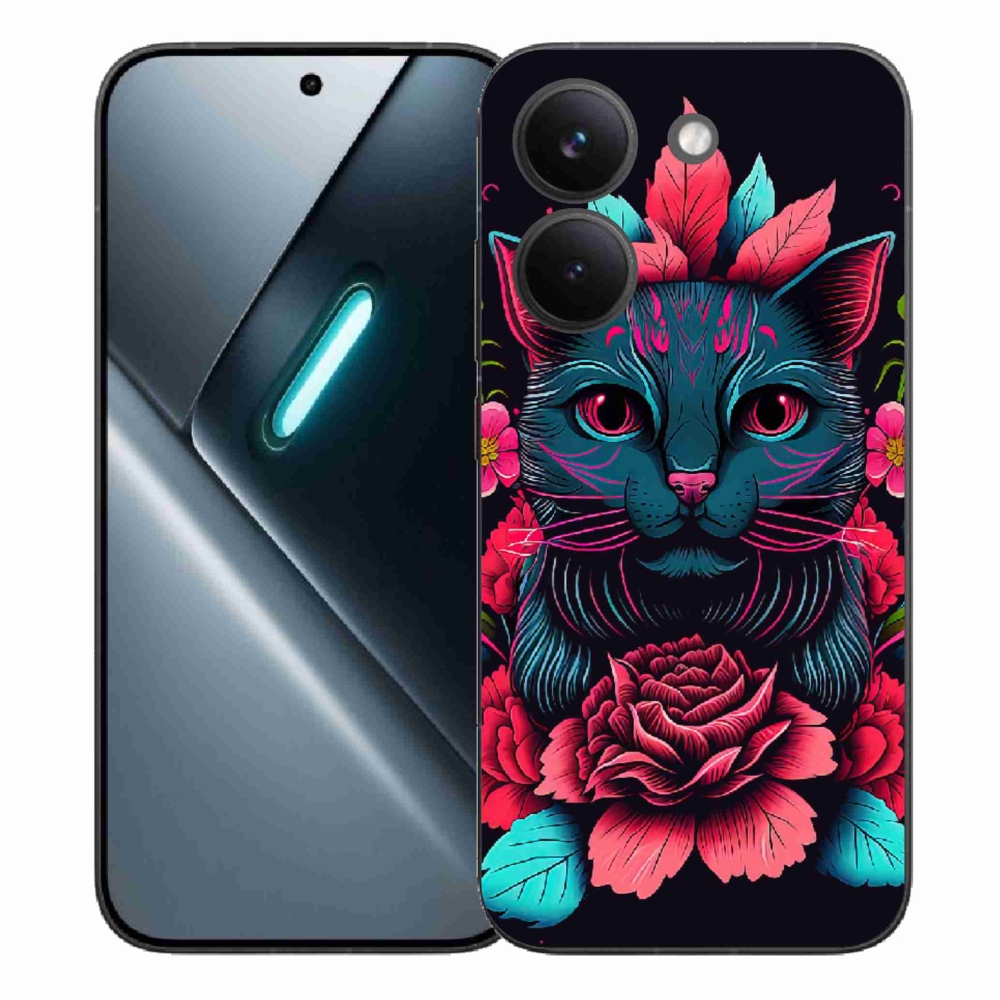 Gélový kryt mmCase na Xiaomi Poco X8 Pro - kvety a mačka