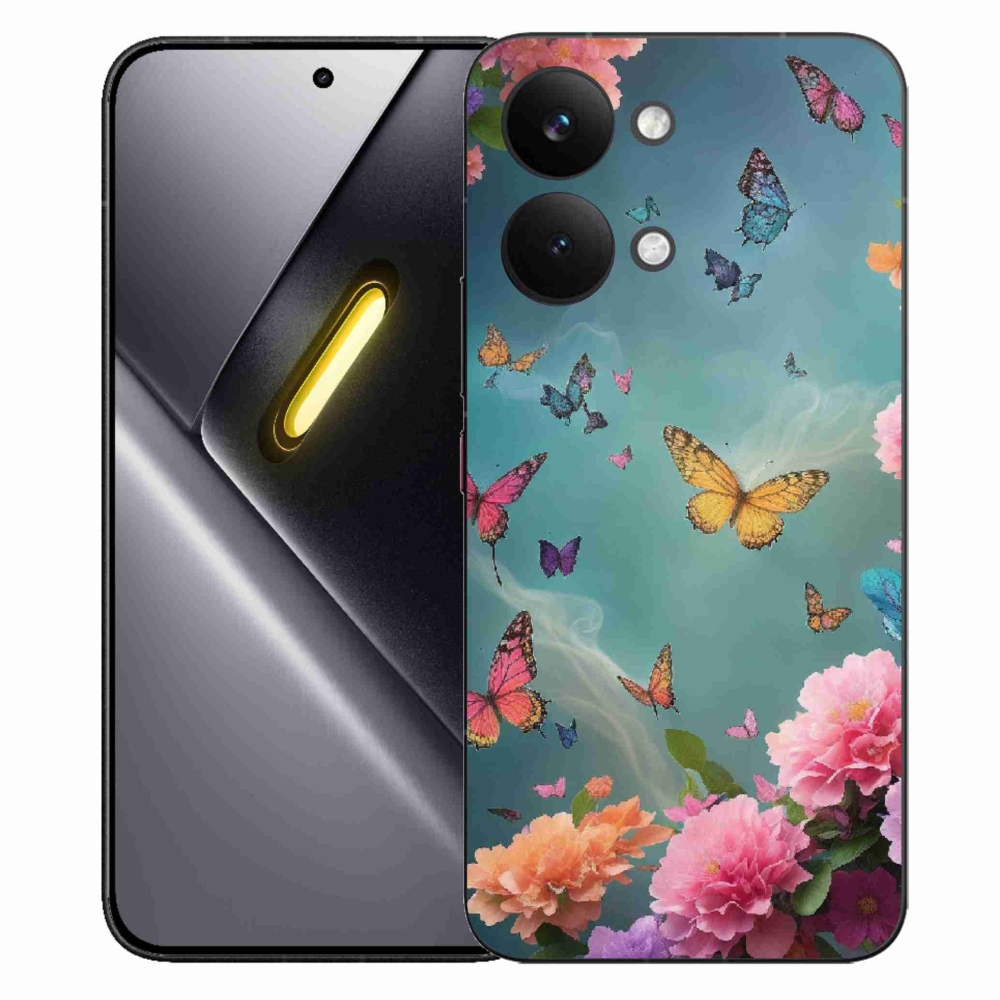 Gélový kryt mmCase na Xiaomi Poco X8 Pro Max - farebné kvety a motýle