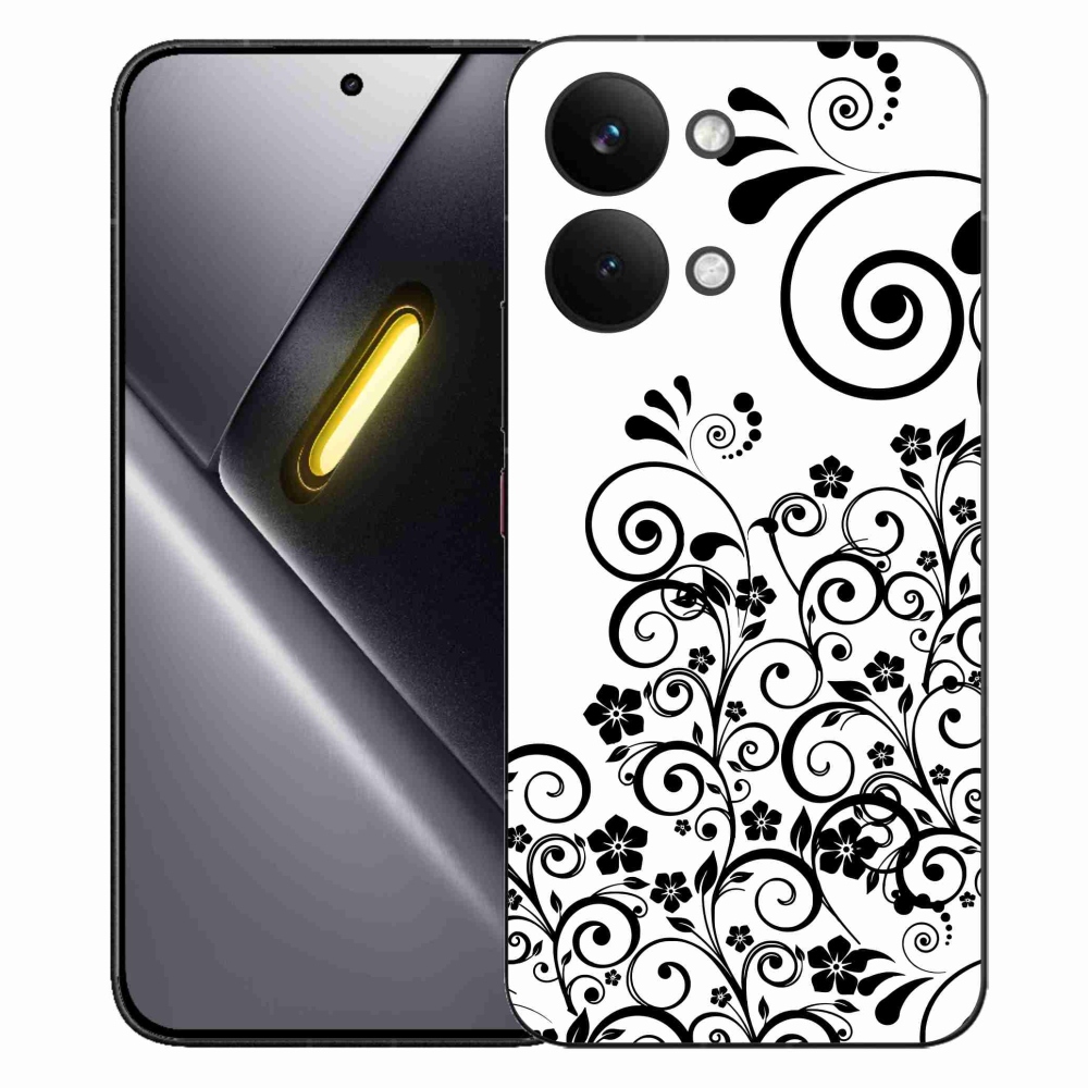 Gélový kryt mmCase na Xiaomi Poco X8 Pro Max - čiernobiele kvetinové vzory