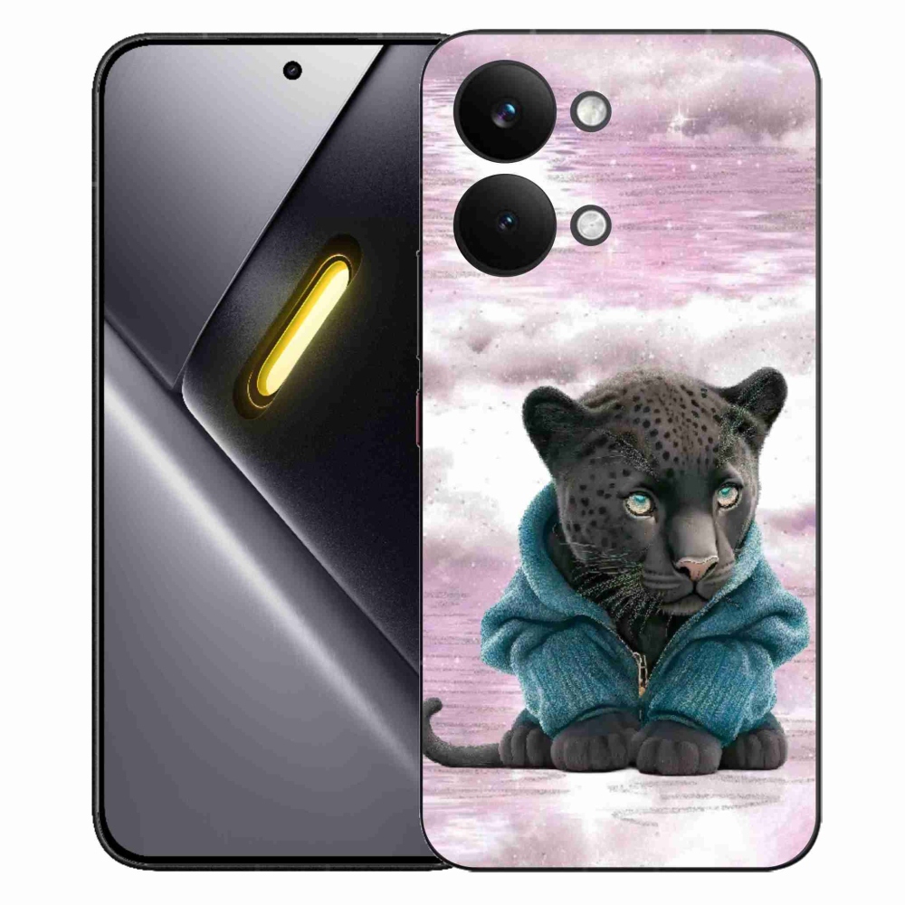 Gélový kryt mmCase na Xiaomi Poco X8 Pro Max - čierny panter vo svetri