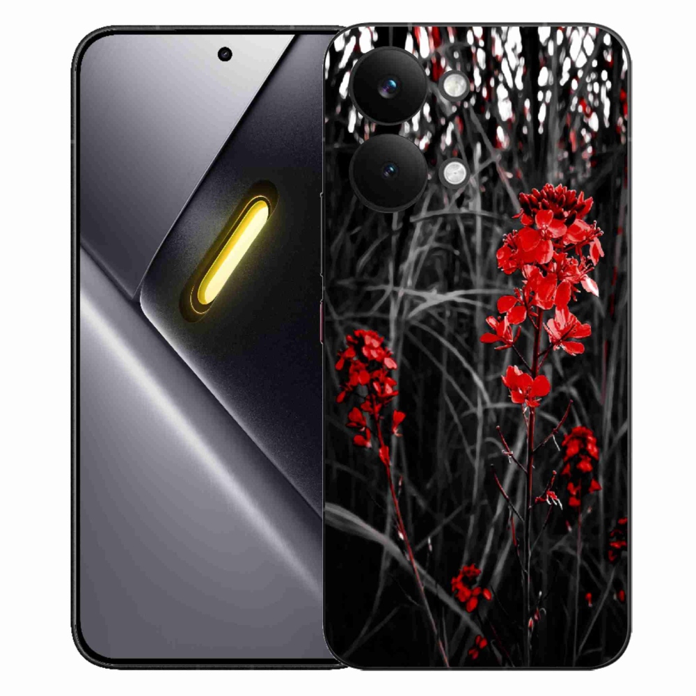 Gélový kryt mmCase na Xiaomi Poco X8 Pro Max - červená rastlina