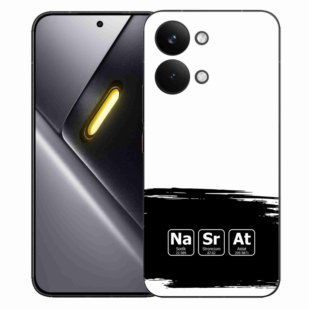 Gélový kryt mmCase na Xiaomi Poco X8 Pro Max - chemické prvky čiernobiele pozadie