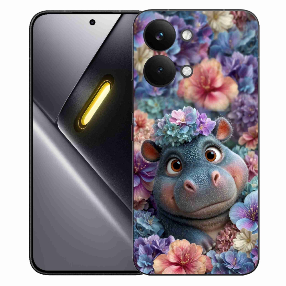 Gélový kryt mmCase na Xiaomi Poco X8 Pro Max - hrošík v kvetoch