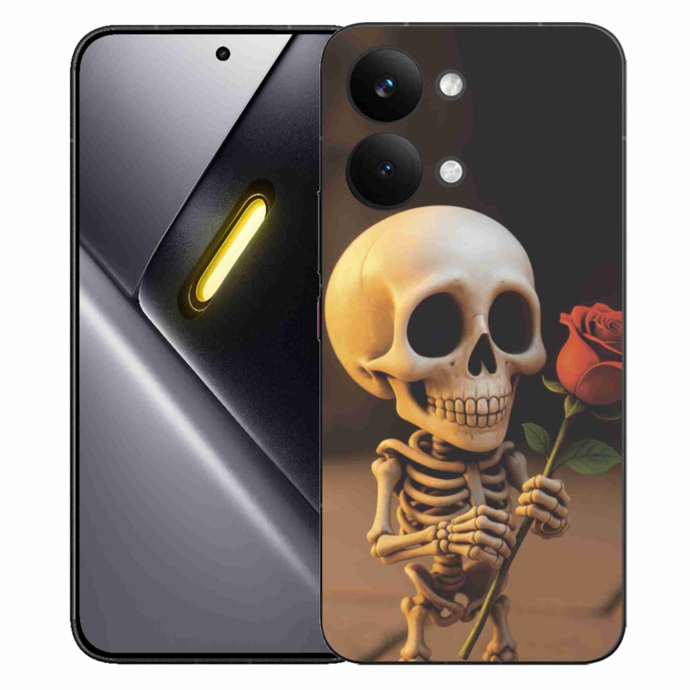 Gélový kryt mmCase na Xiaomi Poco X8 Pro Max - kostlivec s ružou