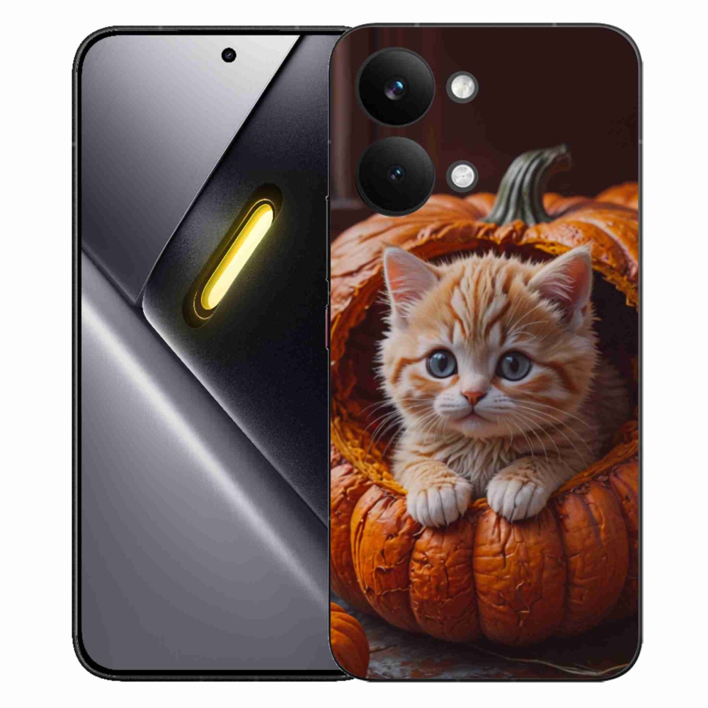 Gélový kryt mmCase na Xiaomi Poco X8 Pro Max - mačiatko a tekvica 2