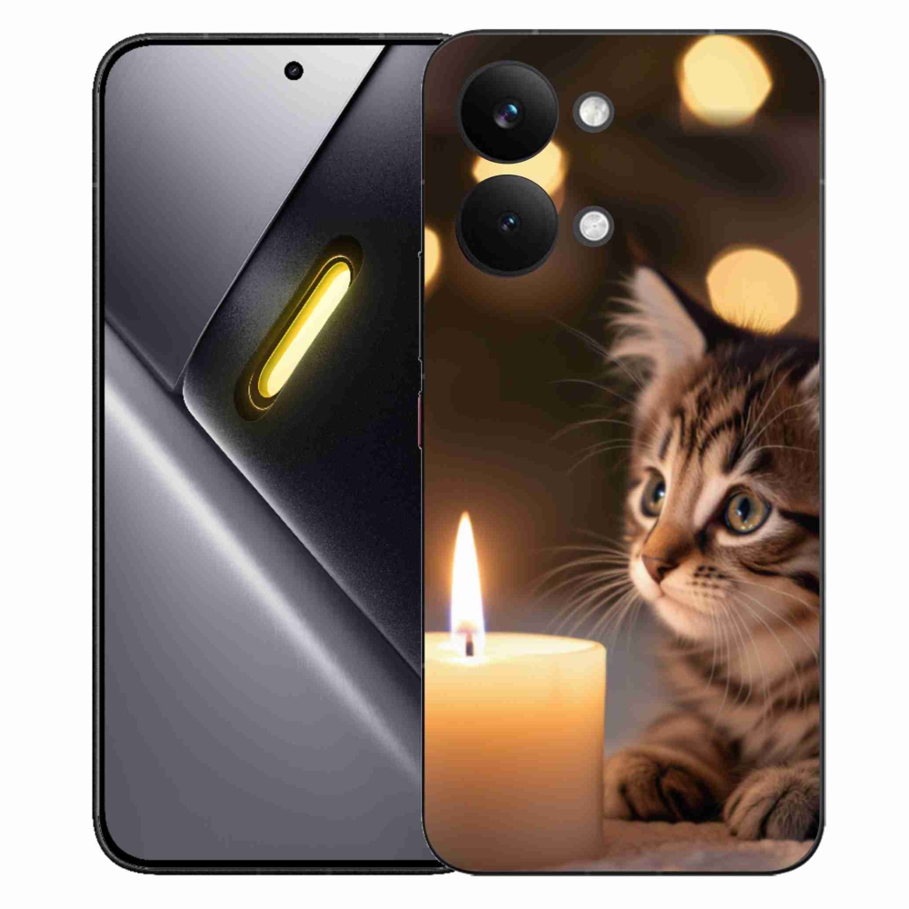 Gélový kryt mmCase na Xiaomi Poco X8 Pro Max - mačiatko a sviečka