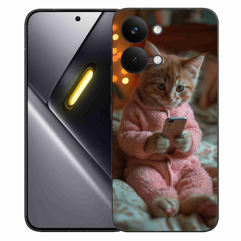 Gélový kryt mmCase na Xiaomi Poco X8 Pro Max - mačiatko s mobilom