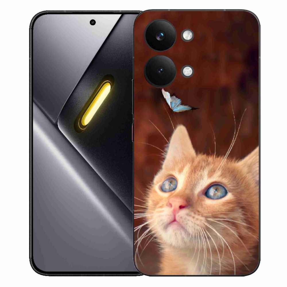 Gélový kryt mmCase na Xiaomi Poco X8 Pro Max - motýľ a mačiatko