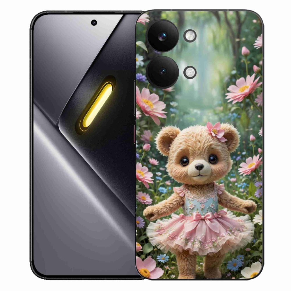 Gélový kryt mmCase na Xiaomi Poco X8 Pro Max - roztomilý medvedík v kvetoch