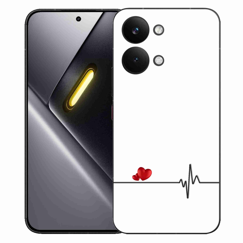 Gélový kryt mmCase na Xiaomi Poco X8 Pro Max - srdce a tep biele pozadie