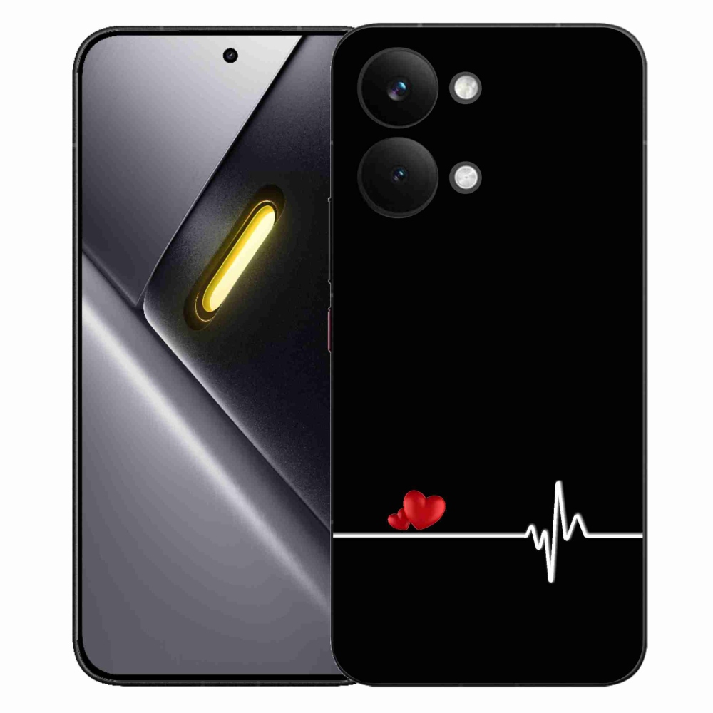 Gélový kryt mmCase na Xiaomi Poco X8 Pro Max - srdce a tep čierne pozadie