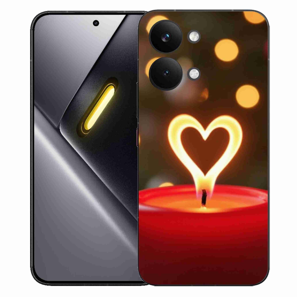 Gélový kryt mmCase na Xiaomi Poco X8 Pro Max - srdce z plameňa