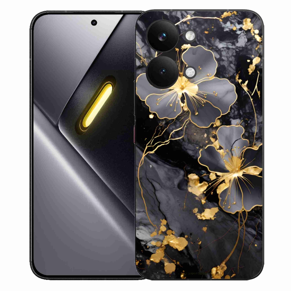 Gélový kryt mmCase na Xiaomi Poco X8 Pro Max - zlaté kvety