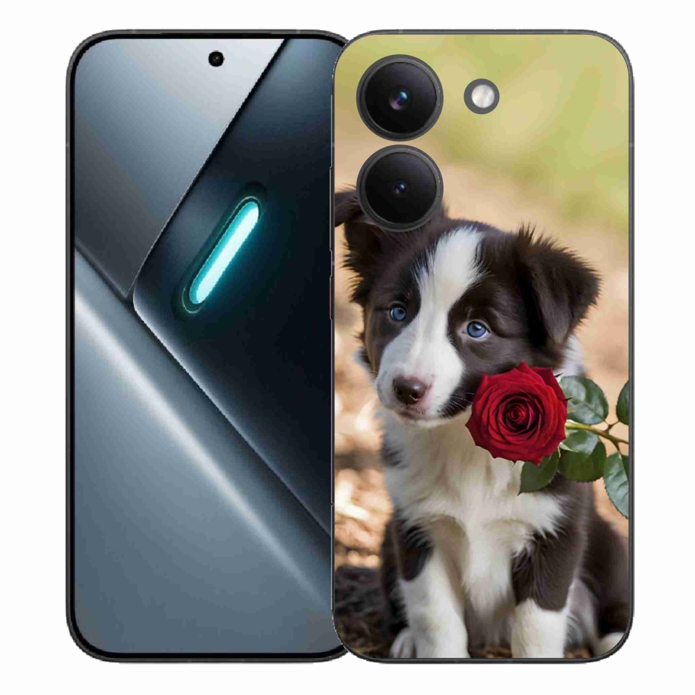 Gélový kryt mmCase na Xiaomi Poco X8 Pro - roztomilá border kólia s ružou
