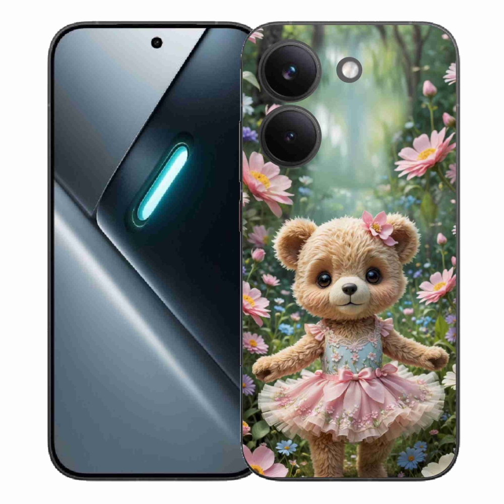 Gélový kryt mmCase na Xiaomi Poco X8 Pro - roztomilý medvedík v kvetoch