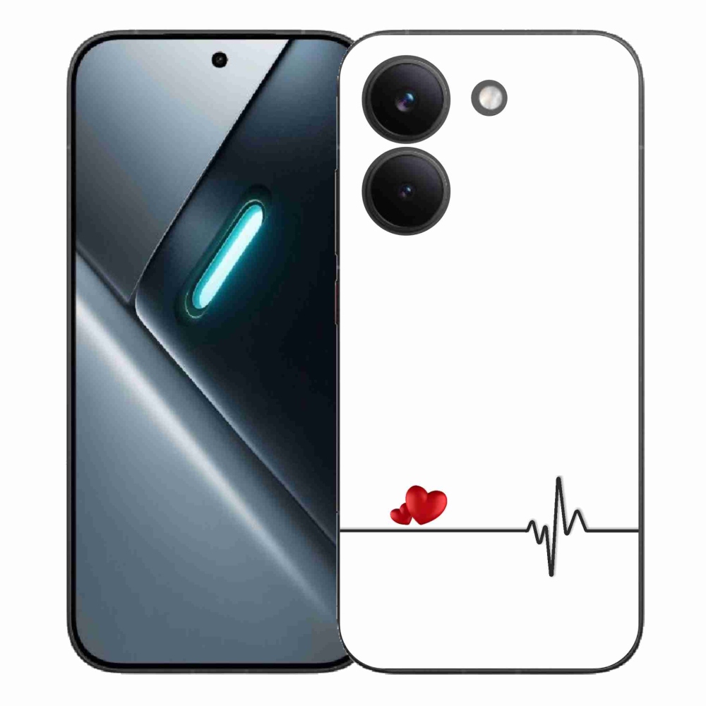 Gélový kryt mmCase na Xiaomi Poco X8 Pro - srdce a tep biele pozadie