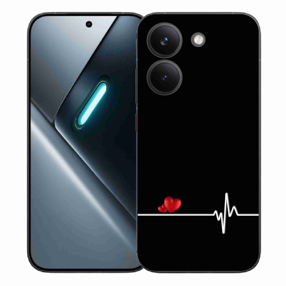 Gélový kryt mmCase na Xiaomi Poco X8 Pro - srdce a tep čierne pozadie