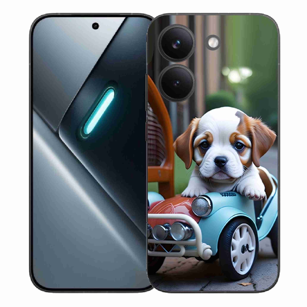 Gélový kryt mmCase na Xiaomi Poco X8 Pro - šteňa v retro aute