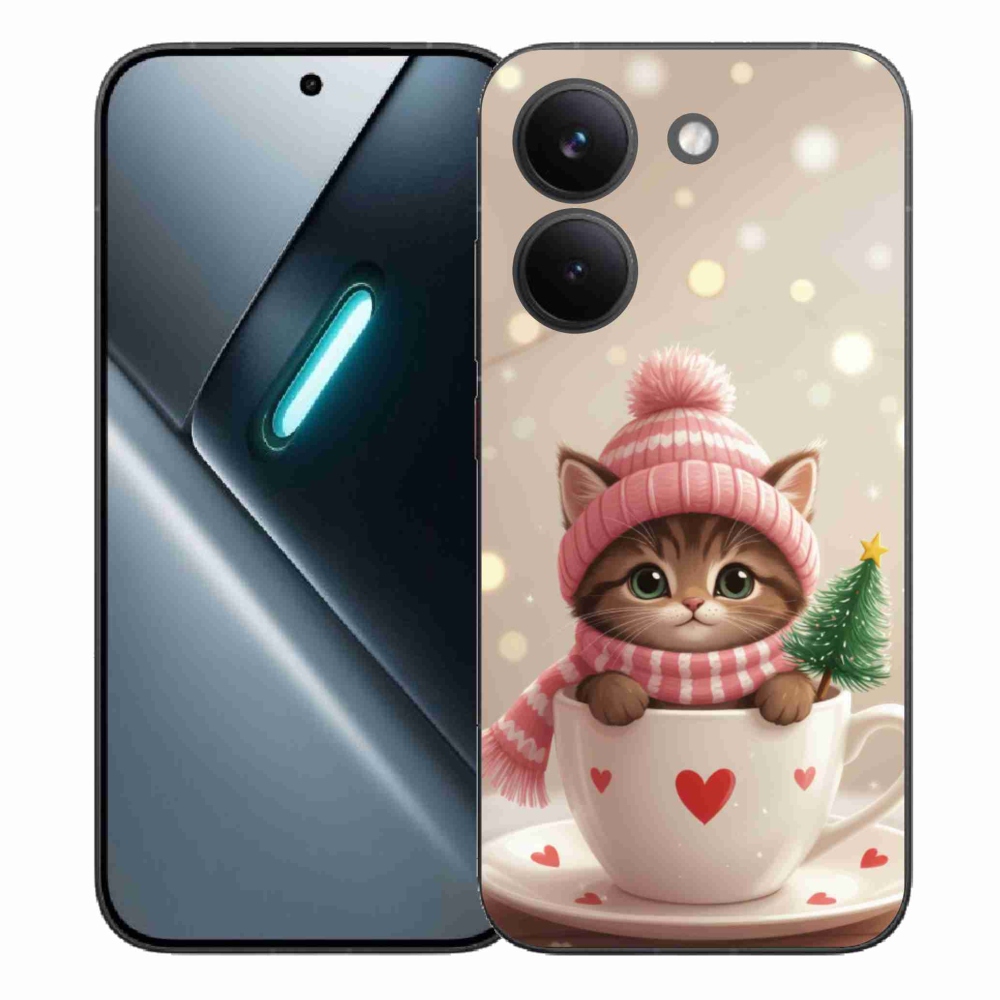 Gélový kryt mmCase na Xiaomi Poco X8 Pro - vianočné mačiatko v hrnčeku