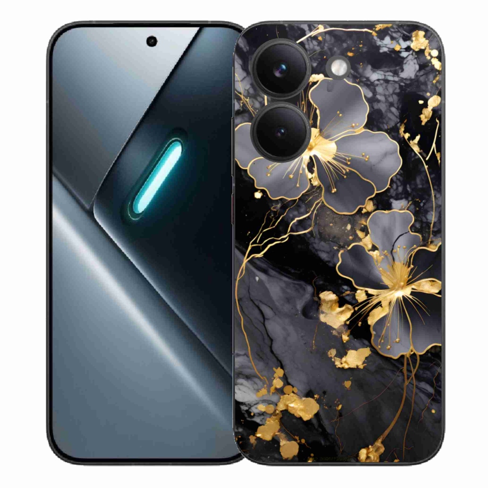 Gélový kryt mmCase na Xiaomi Poco X8 Pro - zlaté kvety