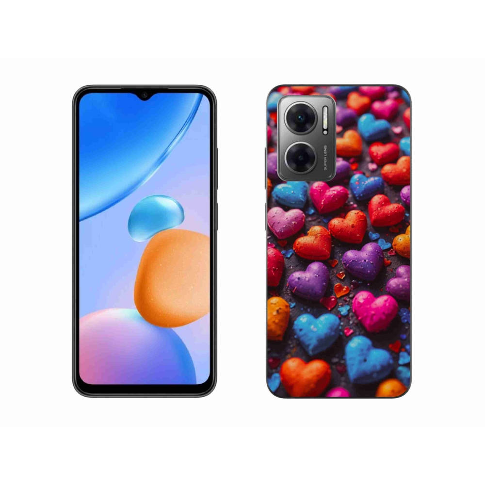 Gélový kryt mmCase na Xiaomi Redmi 10 5G - farebné srdcia