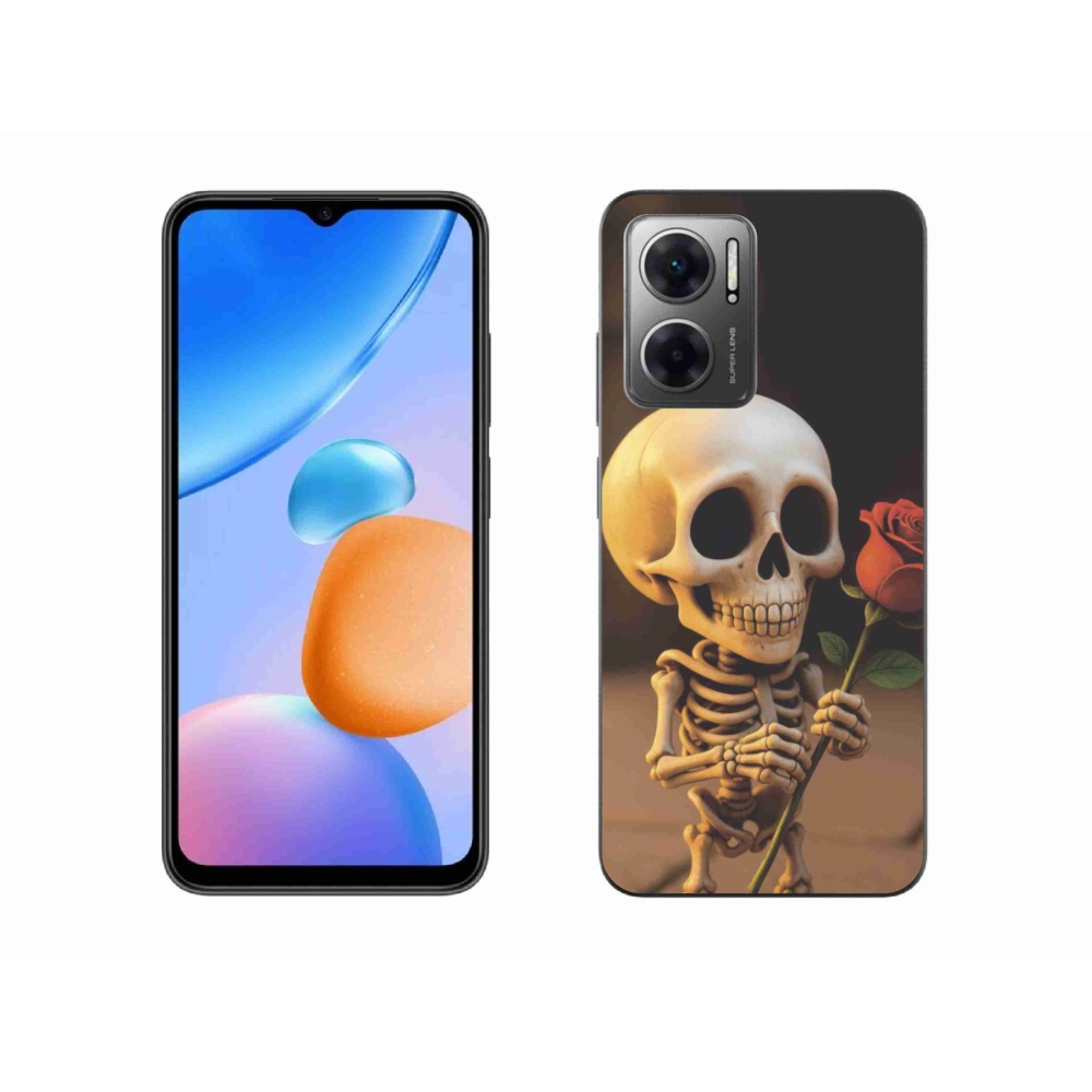 Gélový kryt mmCase na Xiaomi Redmi 10 5G - kostlivec s ružou