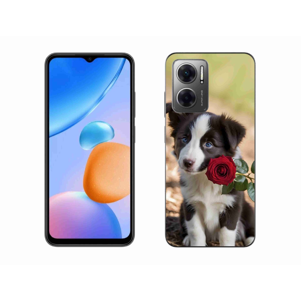 Gélový kryt mmCase na Xiaomi Redmi 10 5G - roztomilá border kólia s ružou