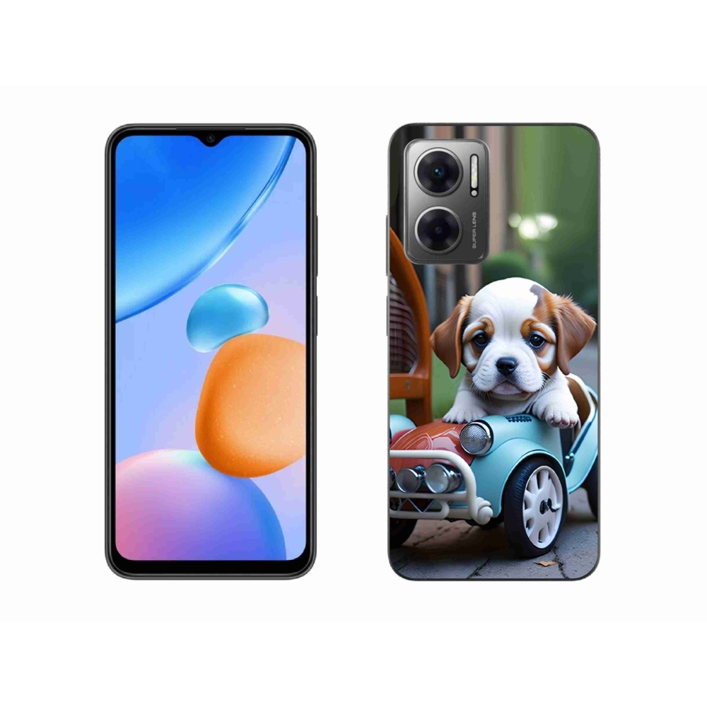 Gélový kryt mmCase na Xiaomi Redmi 10 5G - šteňa v retro aute