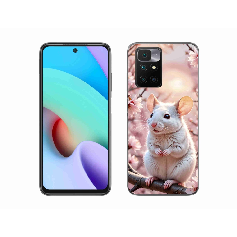 Gélový kryt mmCase na Xiaomi Redmi 10/Redmi 10 (2022) - biela myš na vetve