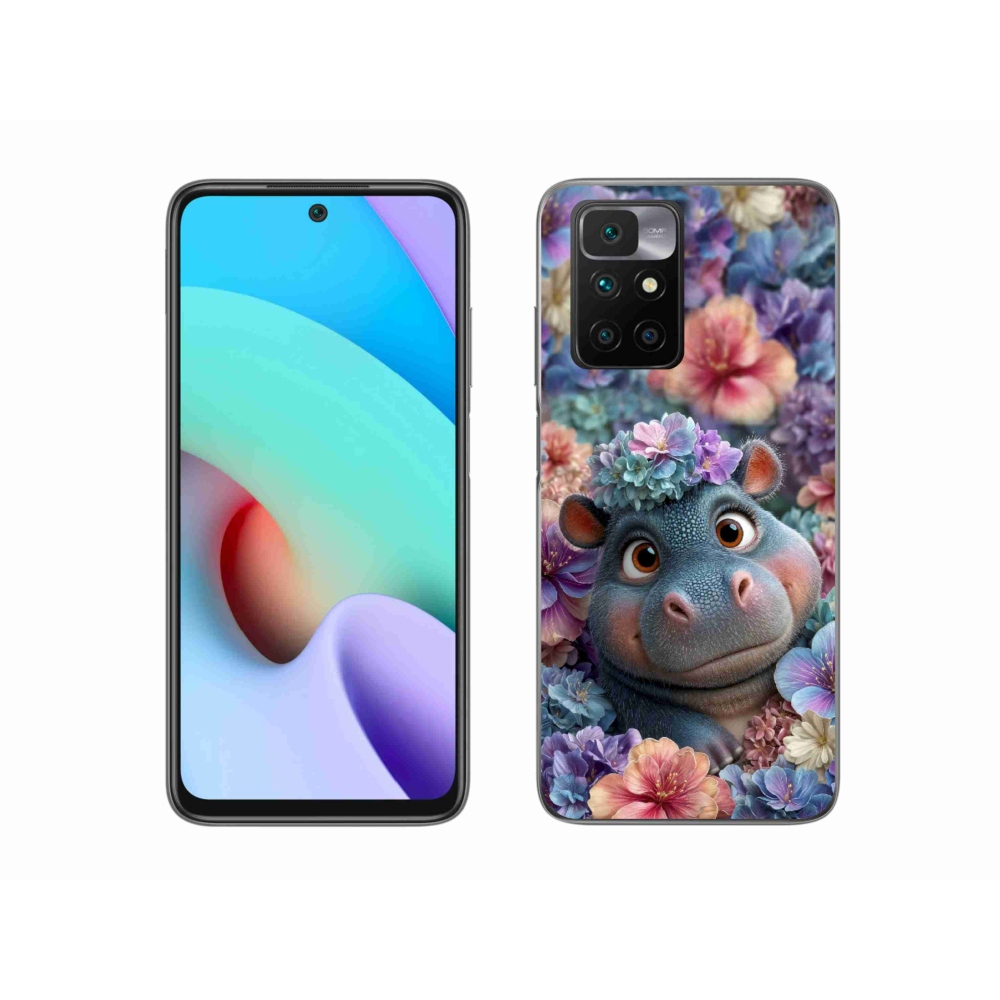 Gélový kryt mmCase na Xiaomi Redmi 10/Redmi 10 (2022) - hrošík v kvetoch