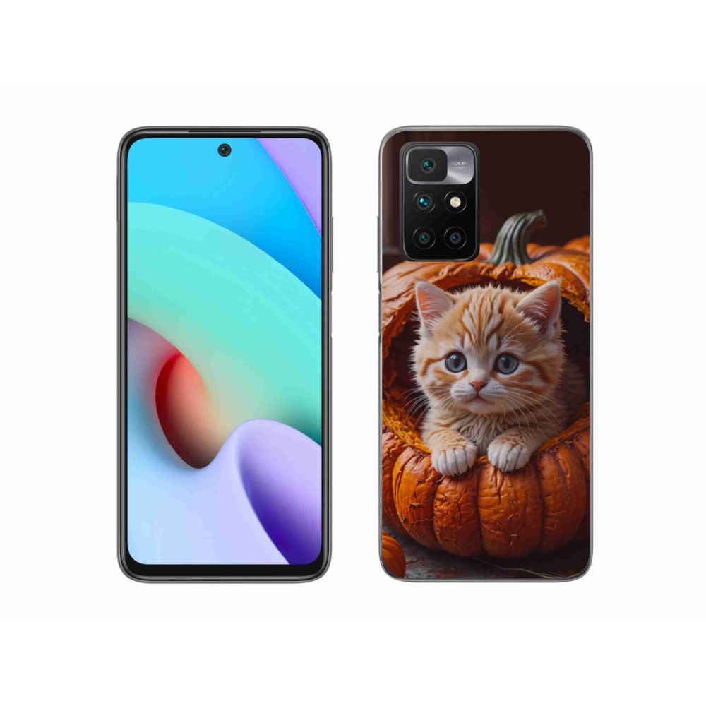 Gélový kryt mmCase na Xiaomi Redmi 10/Redmi 10 (2022) - mačiatko a tekvica 2