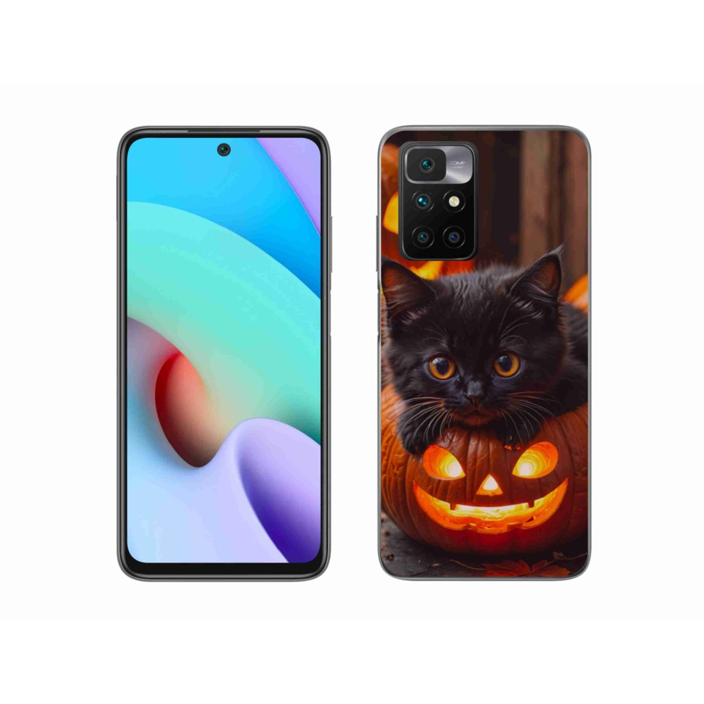 Gélový kryt mmCase na Xiaomi Redmi 10/Redmi 10 (2022) - mačiatko a tekvica