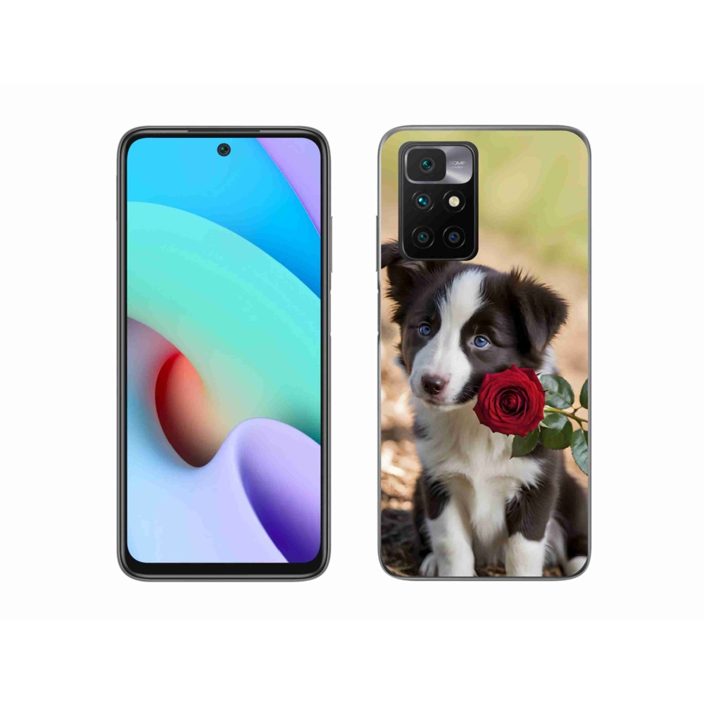 Gélový kryt mmCase na Xiaomi Redmi 10/Redmi 10 (2022) - roztomilá border kólia s ružou