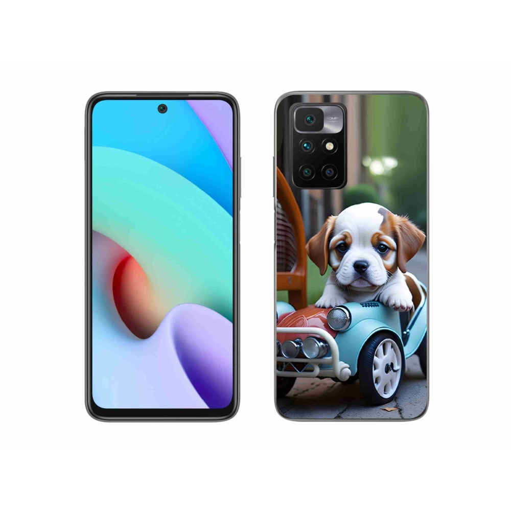 Gélový kryt mmCase na Xiaomi Redmi 10/Redmi 10 (2022) - šteňa v retro aute