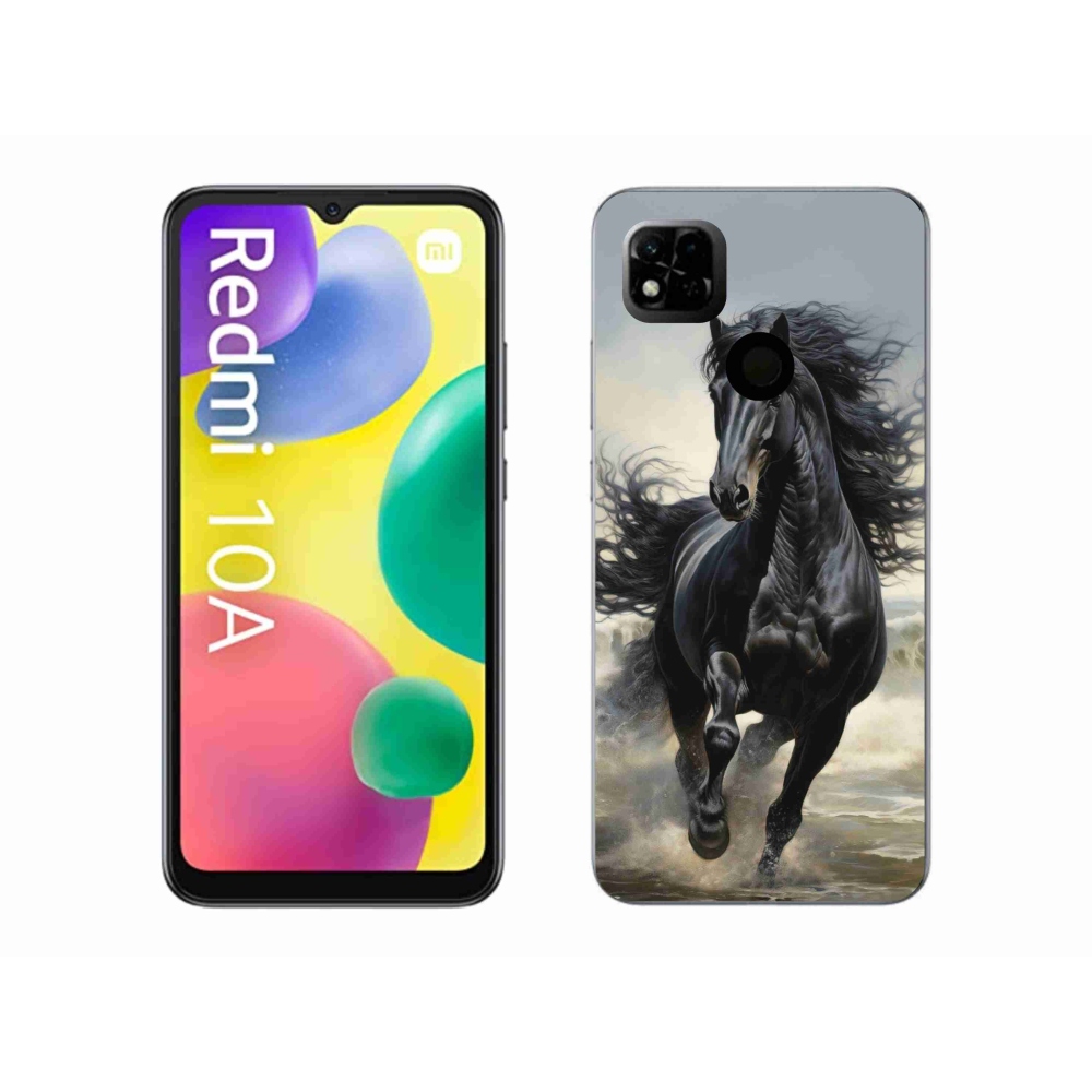 Gélový kryt mmCase na Xiaomi Redmi 10A - bežiaci čierny kôň