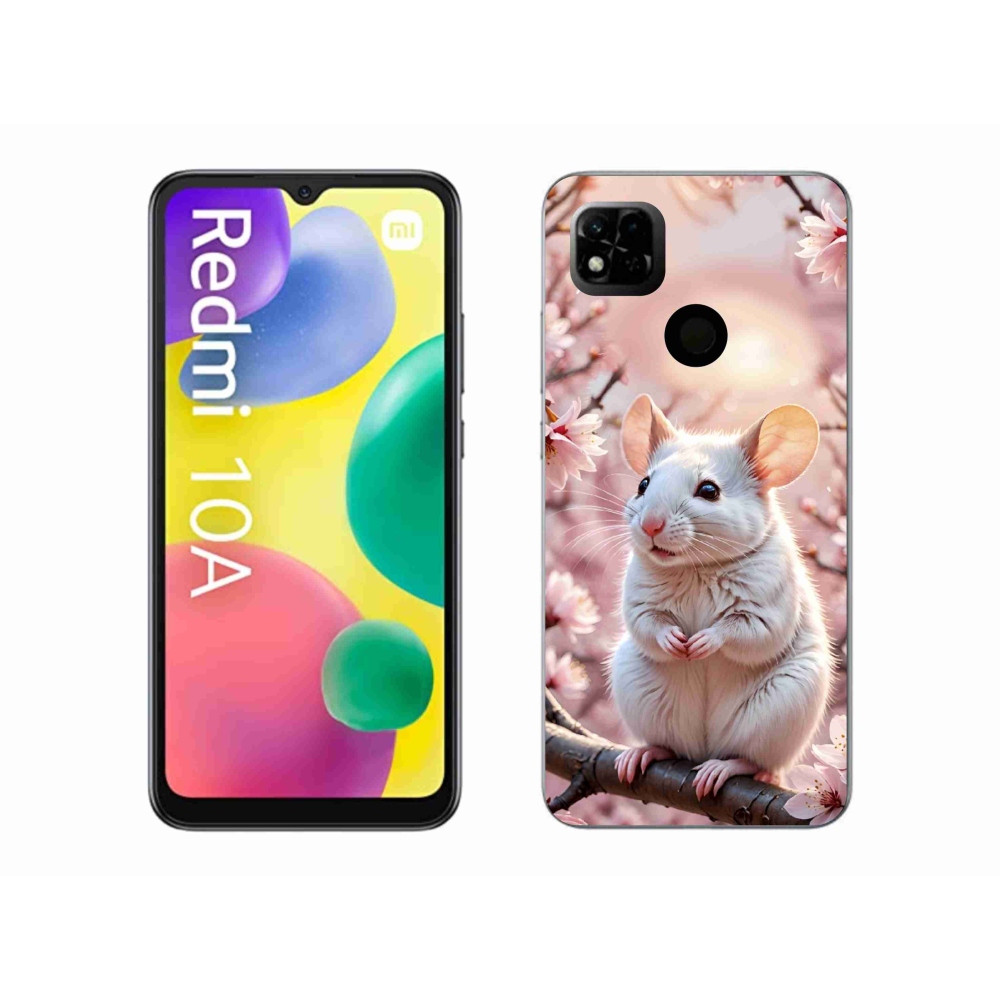 Gélový kryt mmCase na Xiaomi Redmi 10A - biela myš na vetve