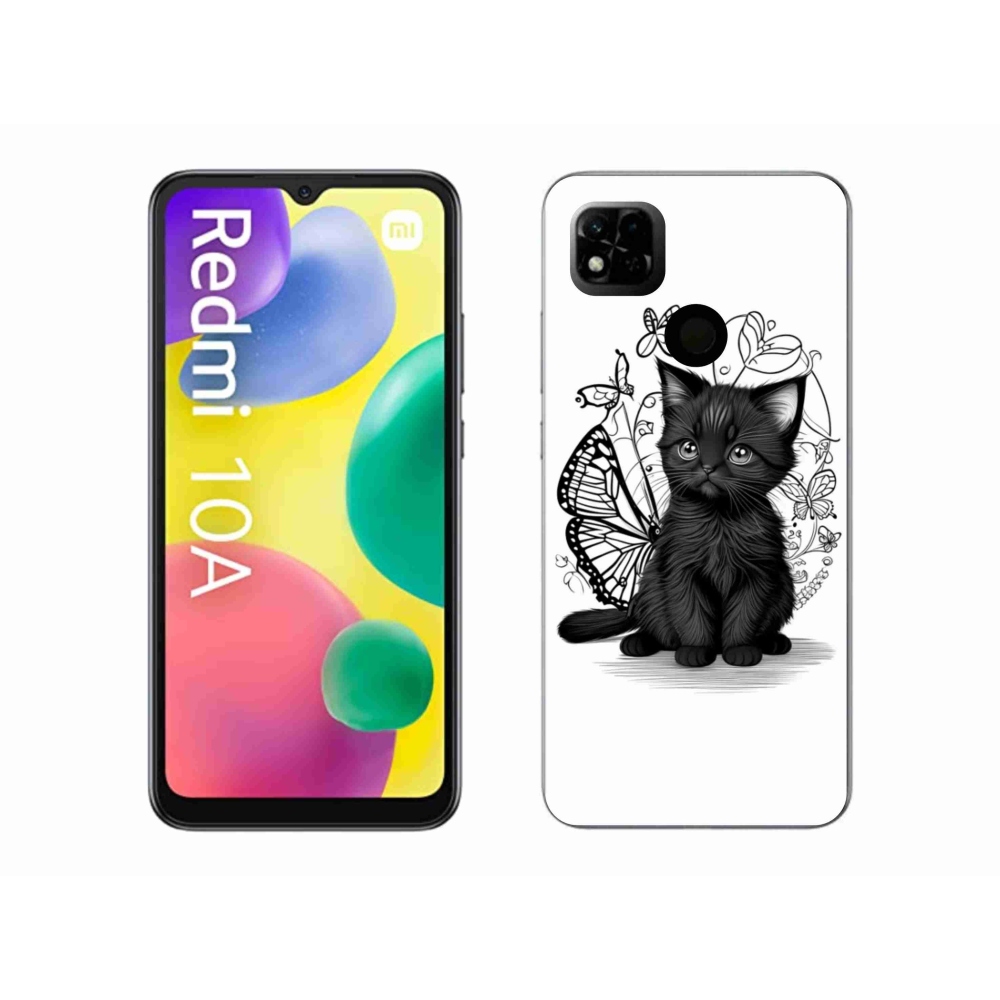Gélový kryt mmCase na Xiaomi Redmi 10A - čierne mačiatko