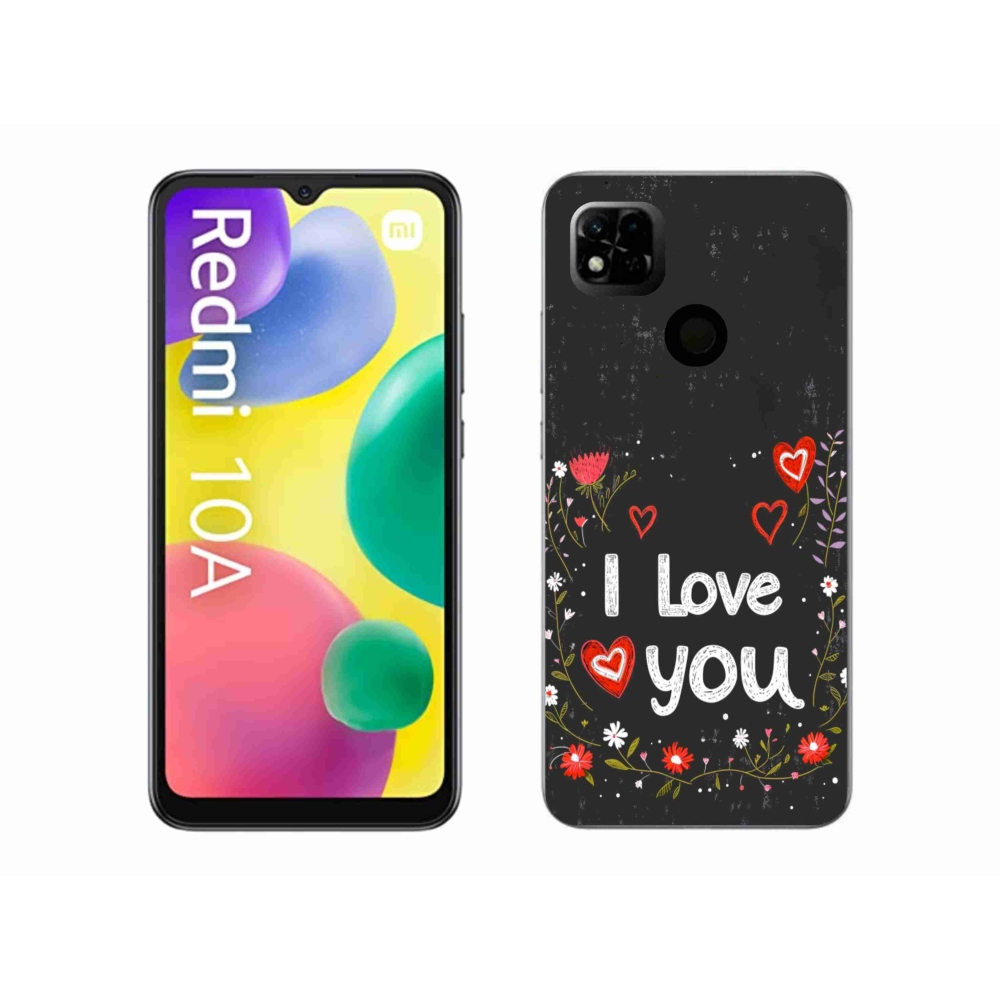 Gélový kryt mmCase na Xiaomi Redmi 10A - I love you čierne pozadie